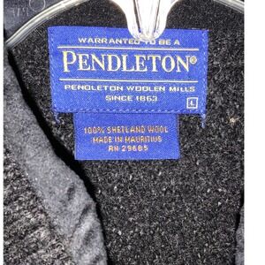 Pendleton Mens Full Zip Shetland‎ Wool Sweater Black Mock Neck Size XL